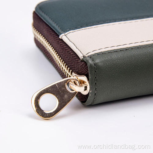 pu material green ladies wallet